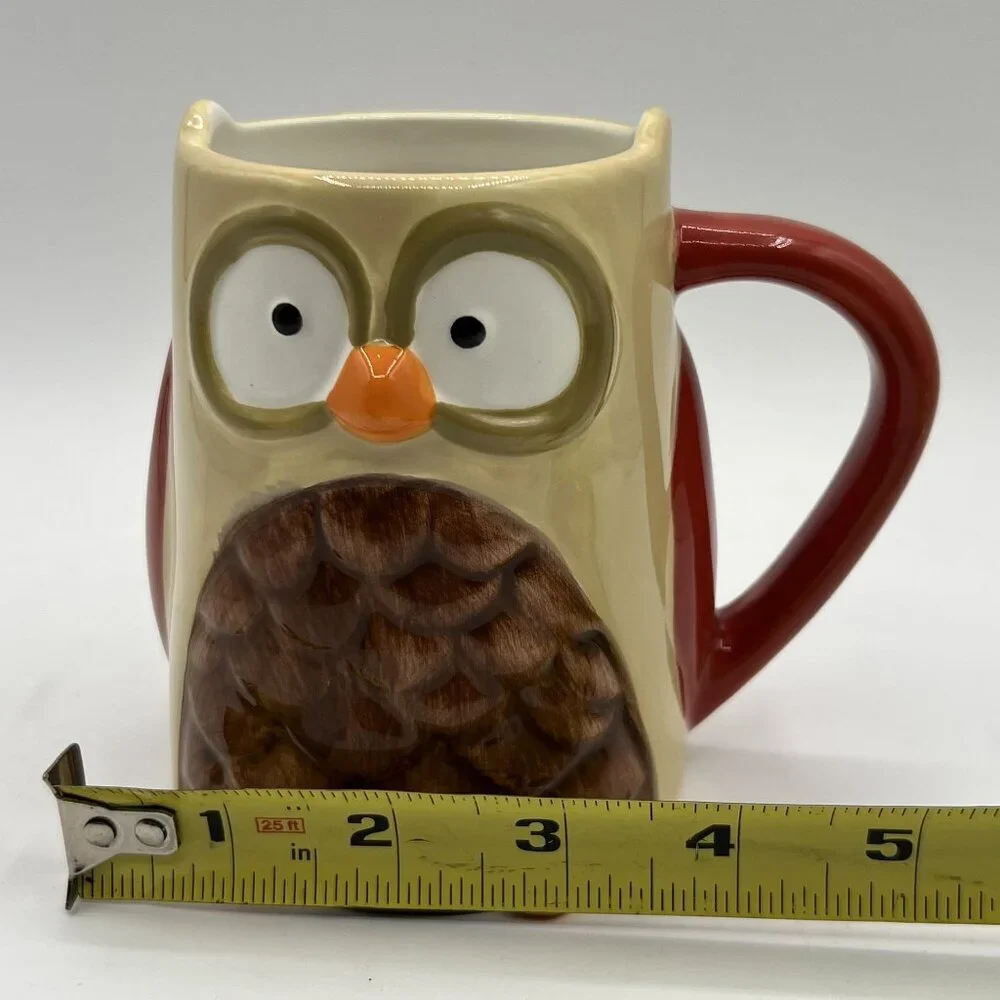 Owl Ceramic Coffee Mug 3D Large Collectable Funny Cocoa Tea Cup By Tag Artsy